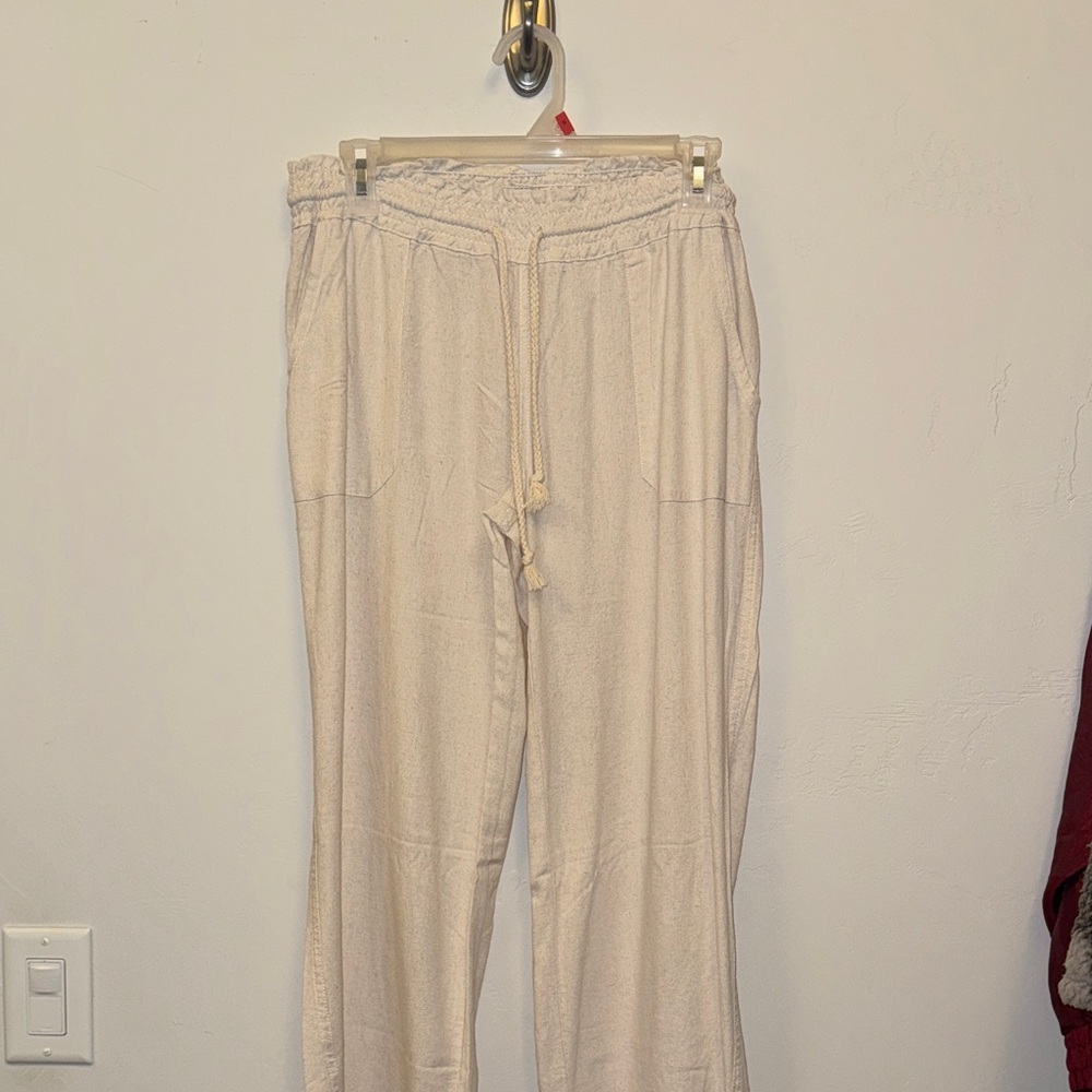 Cream Drawstring Lounge Pants
